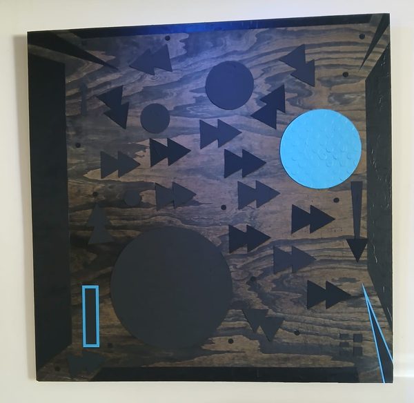 Handmade geometric fine art painting using acrylic pigment and plaster